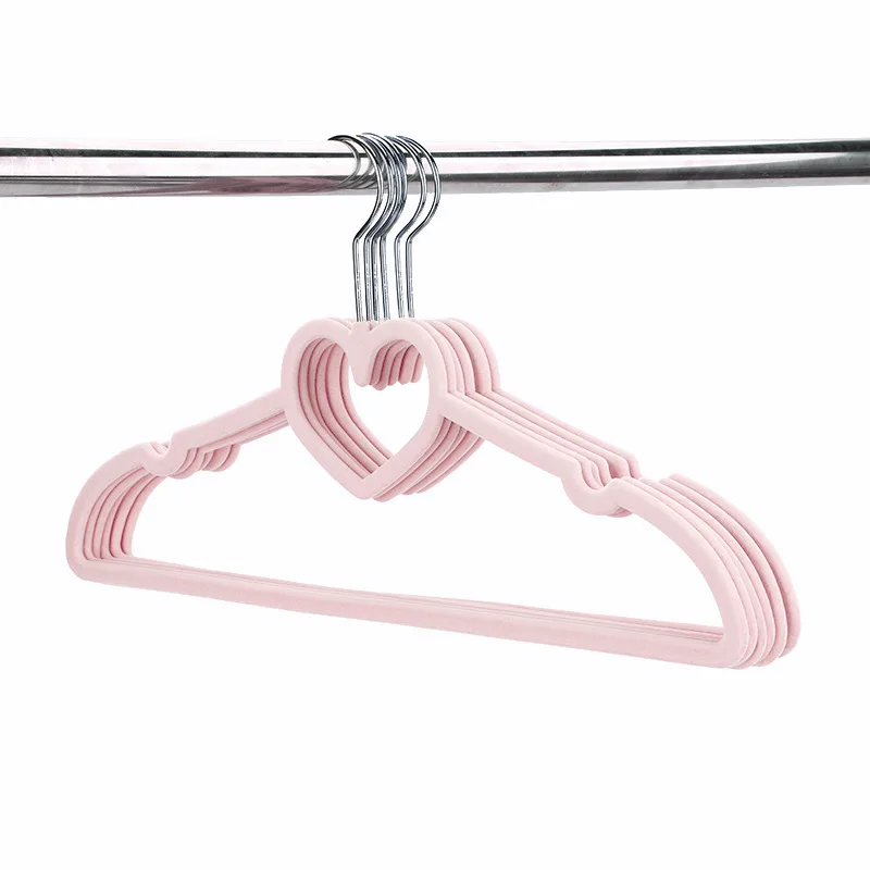 Colorful Thick Velvet Clothes Hangers Loving Heart Velvet Coat Hanger Non-slip Heart-shaped Hangers 100 Pack