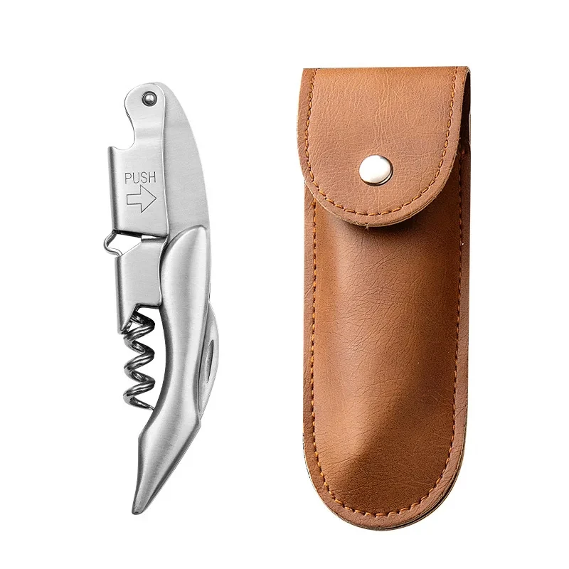 Kitchen stainless steel wine bottle opener 3-in-1 multi-function bottle opener Red Wine screw bottle opener with leather case