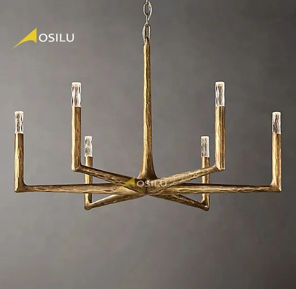 2023 New popular American all copper chandelier retro light luxury crystal export designer chandelier
