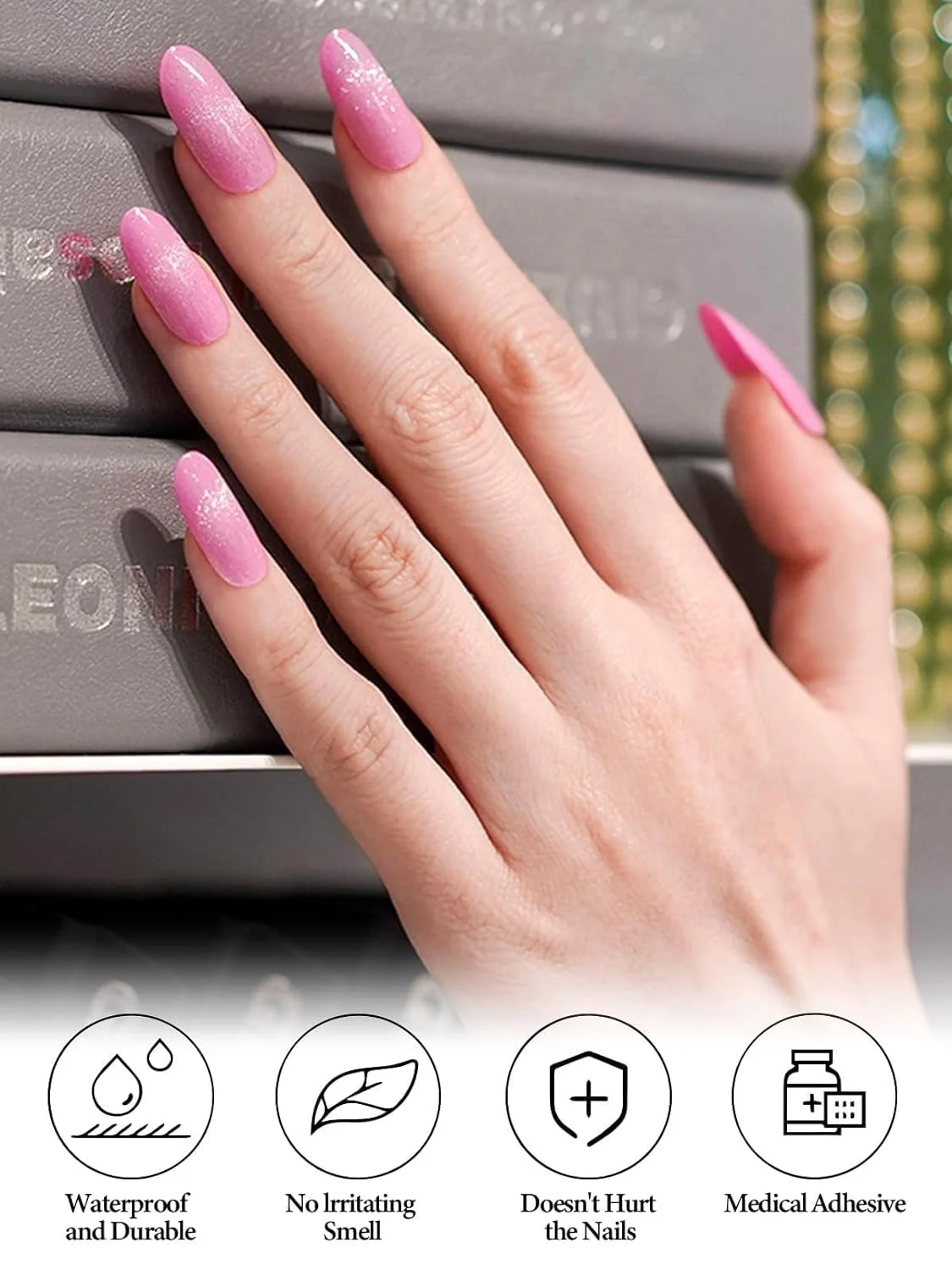 Pink Gel Nail Strips, Cat Eye Pink Full Wrap Gel Nail Polish Sticker, Magnetic Nail Wrap Brighter and Long Lasting Salon Quality