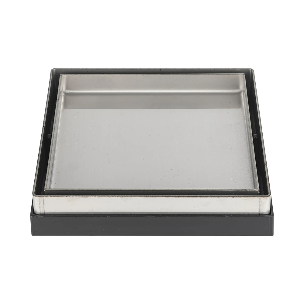 130*130 мм утопленный напольный дренаж с пластиковым основанием вставка для плитки из нержавеющей стали, квадратная душевая дренажная крышка, Прямая продажа с завода