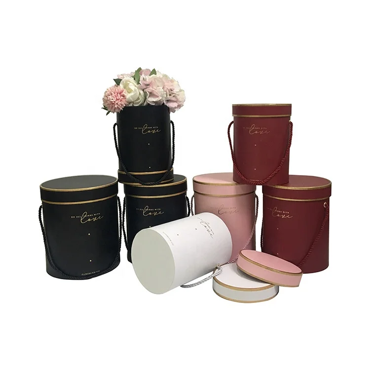 Paper flower box round cardboard flower box for rose flower packaging