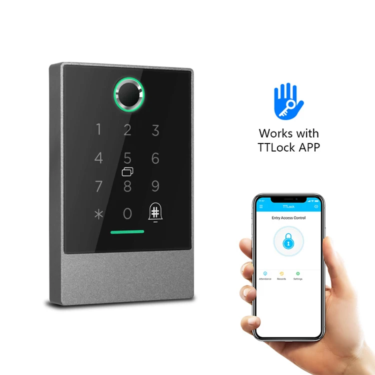 TTlock бесключевой доступ водонепроницаемый IP66 RFID-карта Пароль удаленный дверной звонок DC12V контроль доступа по отпечатку