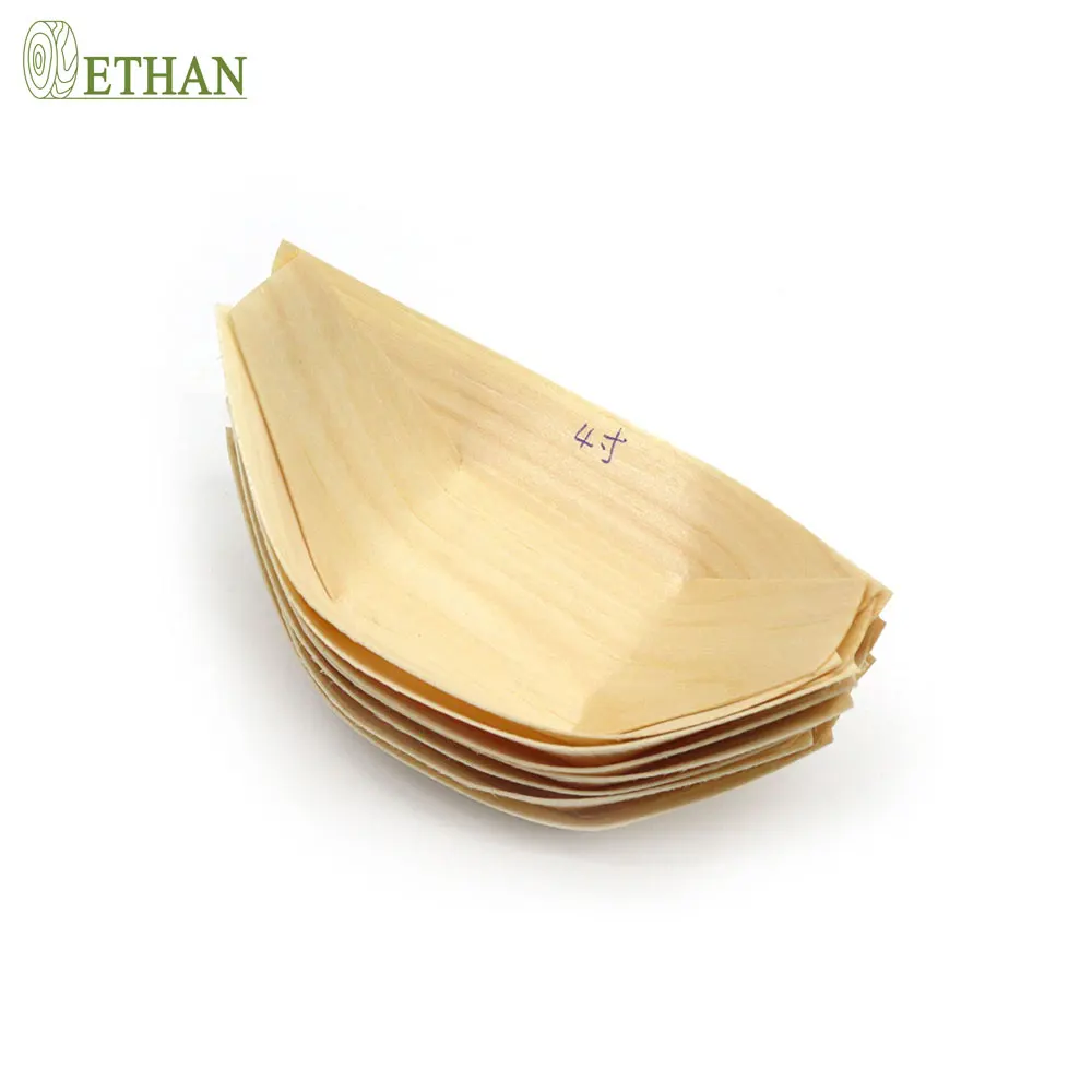 Well Designed Wooden Lightweight Japanese Wooden Sushi Boat Plates