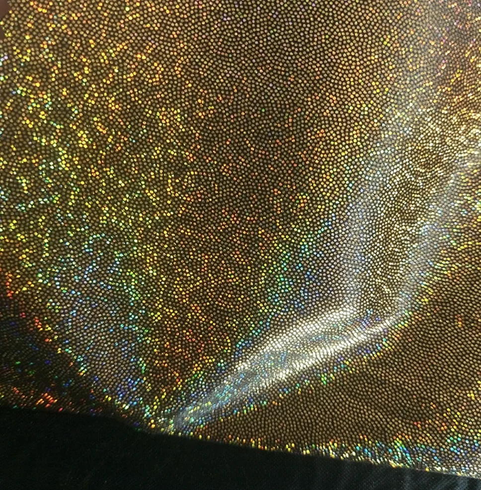 ZSYFoil Glitter Dot Design Mirror Leather Reflective Laser Polyester Fabric for Bridal Party Evening Stage Dress Swimwear Fabric