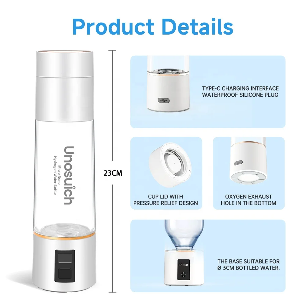 Handheld Hydrogen Rich Water Generator H2 Cup Potable Hydrogen Alkaline Ionizer Water Bottle Machine