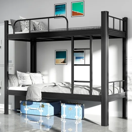 Cheap students double bed metal heavy duty iron bunk beds adult twin bed with storage cama de beliche de metallic
