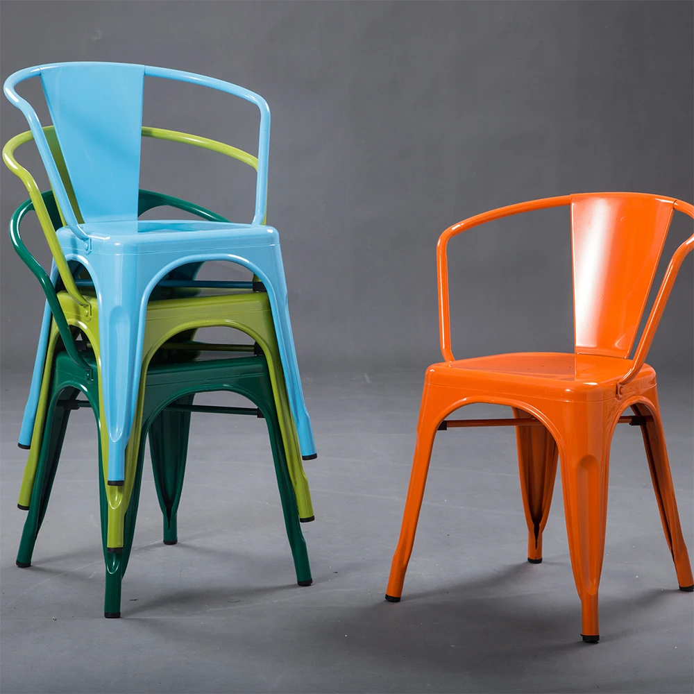 Factory supplier metal restaurant chairs stackable bar stools for kitchen
