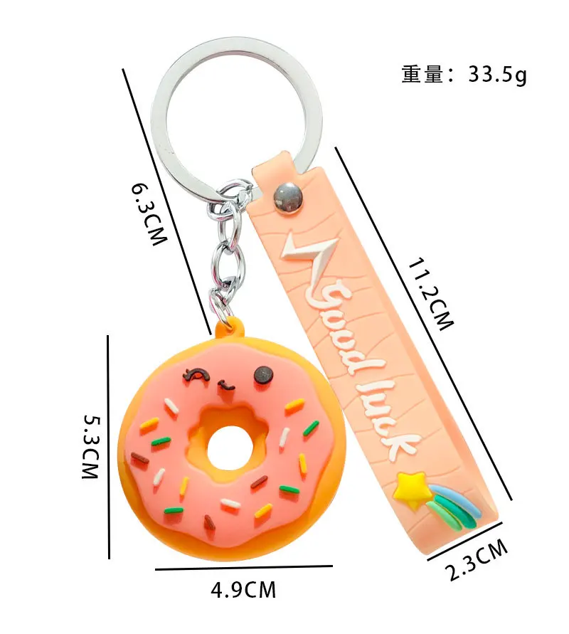 3D pvc Sweet Donut  Food Keychain for Sweet Donut Theme Party Favors Pendant for Kid Toy Ornament Souvenirs Gift Food key chain