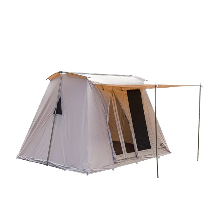 Outdoor Camping 4-8 People Portable Outdoor four season waterproof cotton canvas camping flex bow spring bar tent with shelter