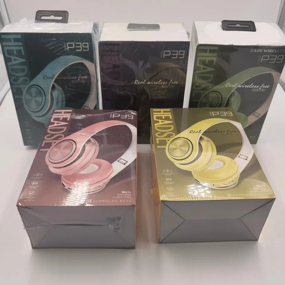 Manufacturer hot sale headphone Outdoor sports portable gaming super stereo subwoofer HIFI wireless headband P39 BT earphones