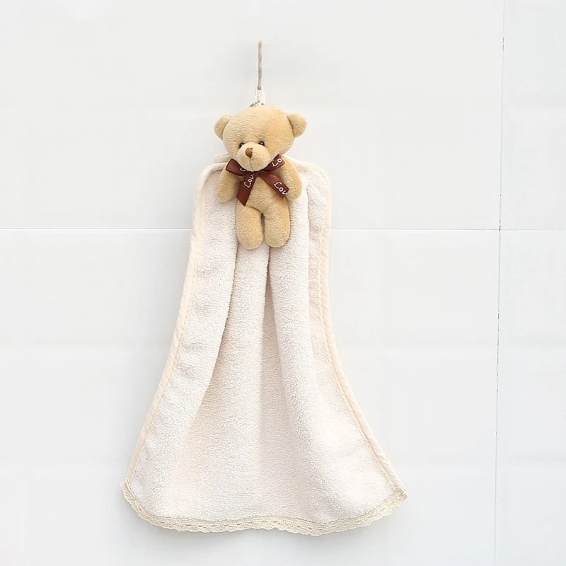 Newest Cartoon  Bear Accessories Fluffy Hand Towel Ultra-Absorbent Coral Fleece Hand Drying Towels
