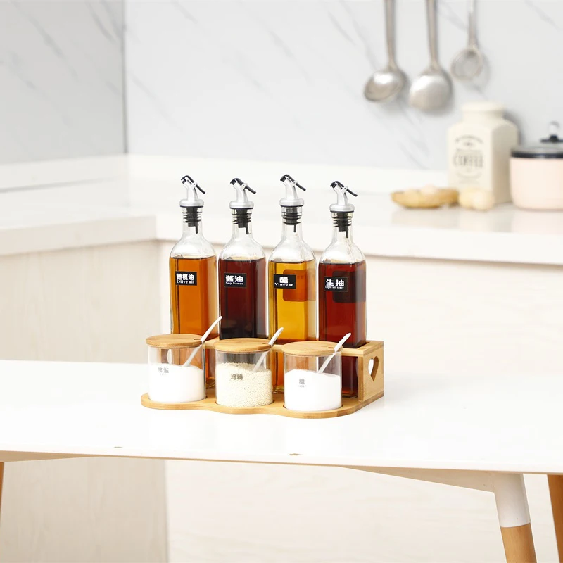 Luxury sauce jars salt containers wholesale oil vinegar dispenser 3 oz glass jar sets for kitchen glass spice and salt shaker