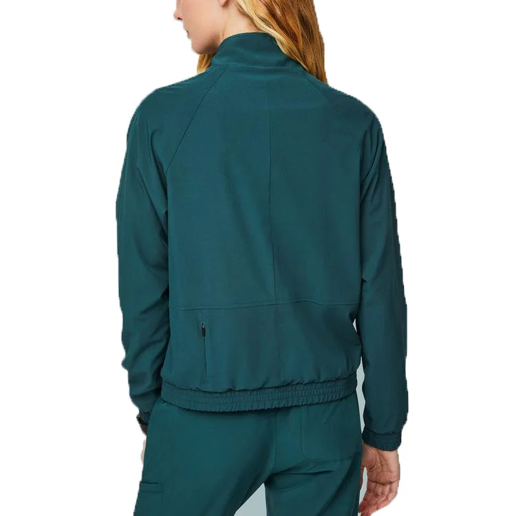 fashionable designs medical scrub long sleeves hospital uniform scrub with zipper scrub jacket set hospital