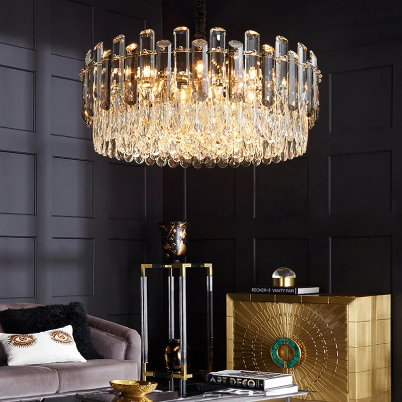 Customized bedroom dining room pendant light fixtures lighting chandeliers ceiling luxury gold led modern K9 crystal chandeliers