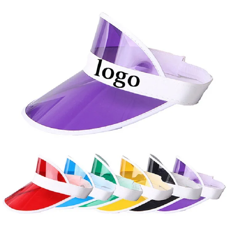 Transparent UV Candy Sun Protection Visor Caps Sports Beach Golf Hat PVC Visor Hats for Women