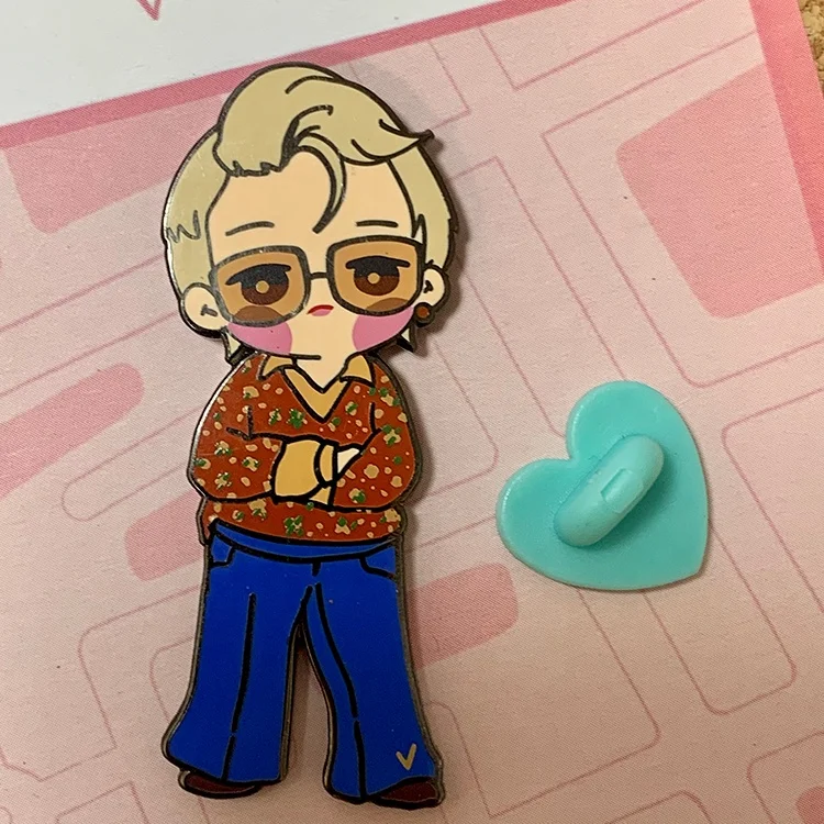 Custom Personalized Anime Metal Logo Black Nickel Metal Enamel Lapel Pins With Backing Cards