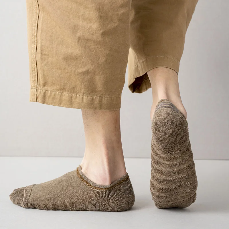 Wholesale silica gel anti slip terry toe socks cushion breathable invisible custom logo socks cotton no show low cut  socks