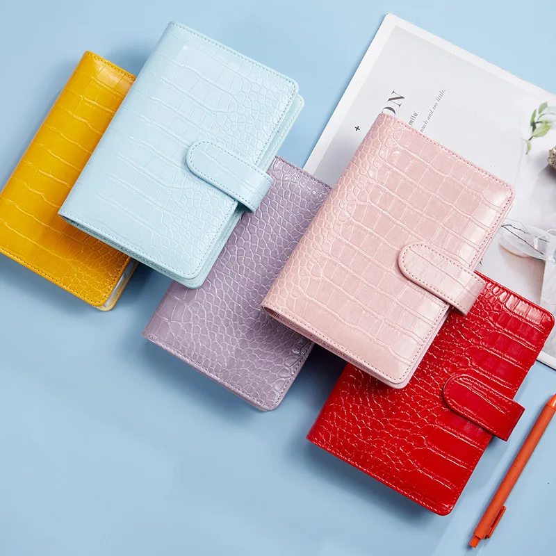A5 A6 Pu Leather Notebook Original Office business envelopes Loose Leaf Planner 6 Ring Binder Budge With Pocket