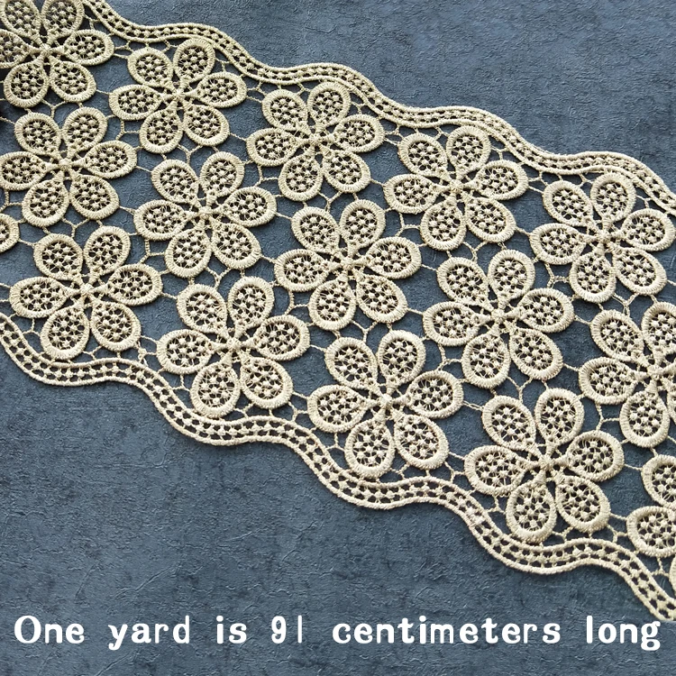 Customized and professional production of Italian gold wide fabric with lace trim for headwear JB59