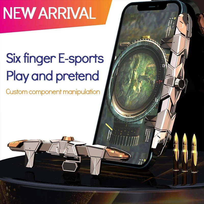 G15 Mobile Phone Gaming Trigger 6 Fingers PUBG Controller Gamepad Button Sensitive Shoot And Aim Controller For IPhone Android