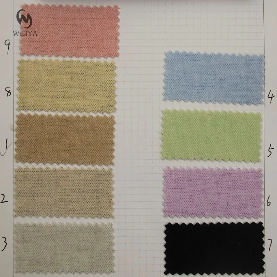 Cheap price two-tone natural color linen look wool blend solid color roll price native soft chenille fabric for winter pants