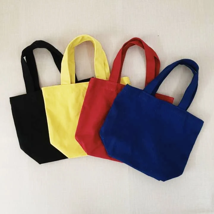 Simple candy color Korean students carrying lunch box bags men and women small solid color portable canvas lunch bags