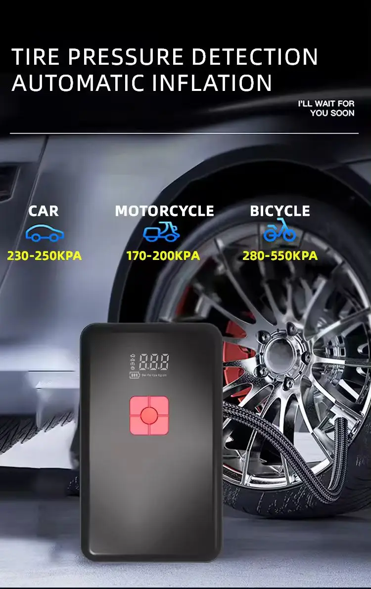 Mini Portable Wireless Car Electrical Air Pump LED Light Tire Inflatable Tyre Inflator Car Bicycle Truck Ball Compatible