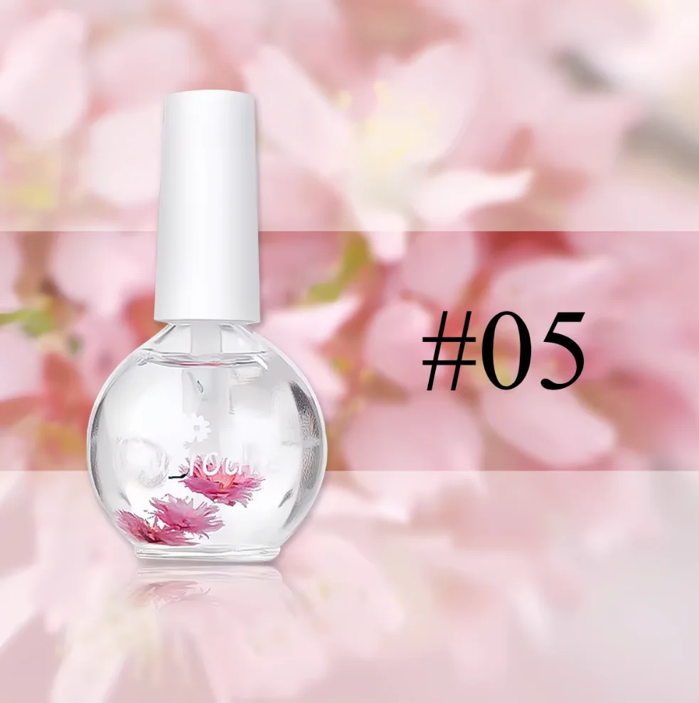 Organic Cuticle Oil with Dropper Repair Nail Salon Fruits Revitalizer Oil Pen for Nail Care Polish Serum Art Gel with Dry Flower