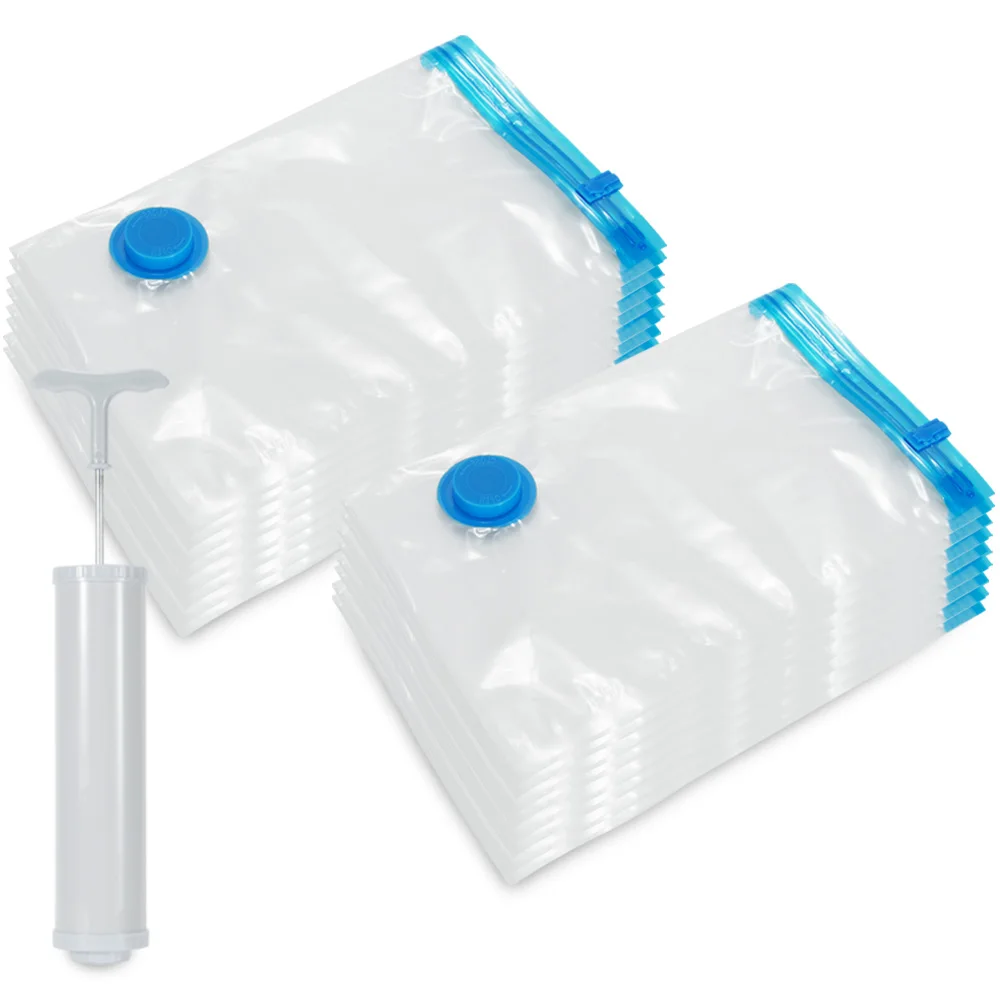 Valve for Travel Clothes Vacuum Bag Set Space Saver Vacuum Storage Bags with Pump Multifunction Transparent Modern Rectangle