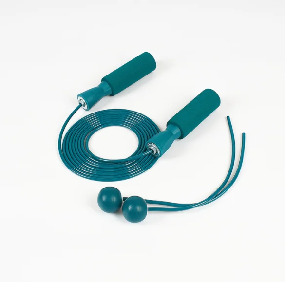 Wholesale dark blue  steel silk cord cordless PVC weight jump rope with TPE weight ball