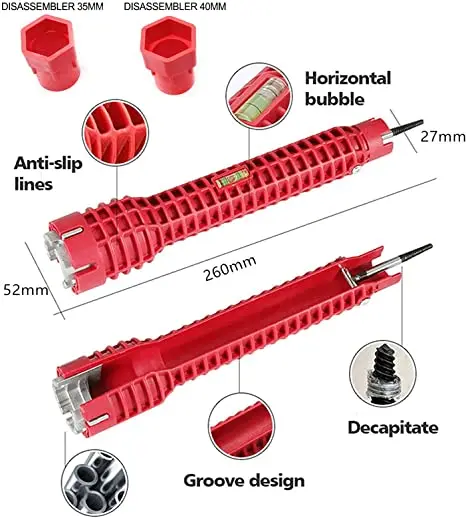 8 In 1 Sink Faucet Plumbing Tools Kitchen Bathroom Faucet Repairing Assembly Plumbing Flume Wrench