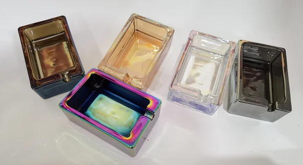 custom logo Wholesale Rectangle Skull Square round Glow In dark Ashtray Clear Crystal Custom Glass Ashtray