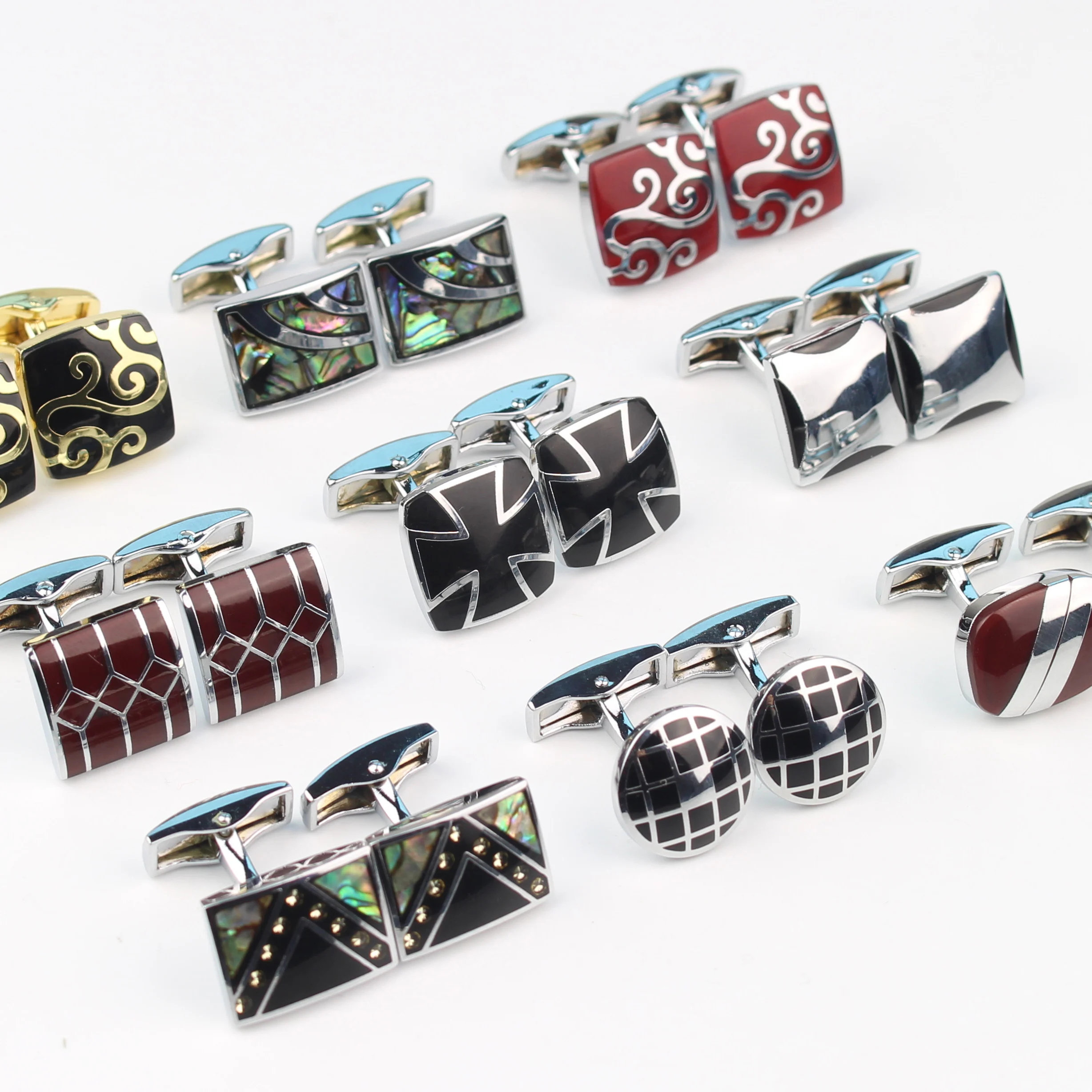 Винтажные запонки с узором для Мужчин, Ювелирные изделия, стеклянная запонка для рубашки, брендовые запонки, серебристые запонки