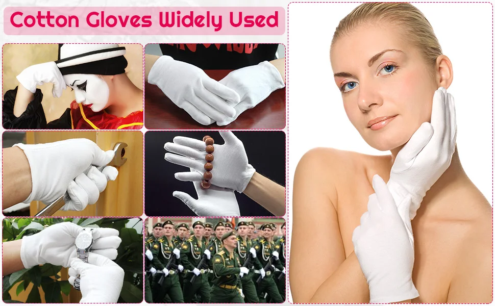 China Low Price Promotion Customizable Logo Fingerprint Prevent Jewelry Polishing Super Soft White Cloth Finger Gloves Guantes