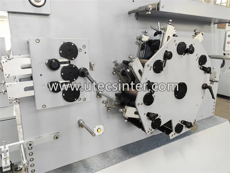UGS62 6 front 2 back Color Double Side Automatic Fabric Tape Ribbon Flexo Printing Machine, Clothing Label Flexographic Printer