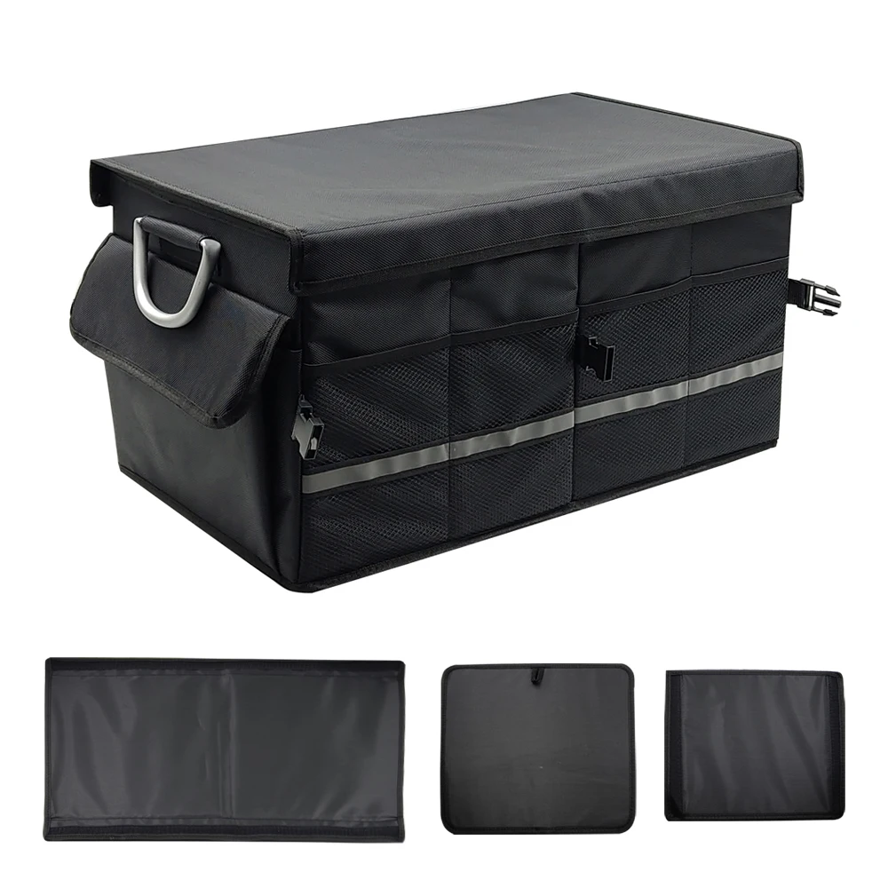 Large Capacity Home Car Seat Organizer Auto Trunk Cargo Collapsible Storage Box Black Folding 600D Polyester Car Organizers