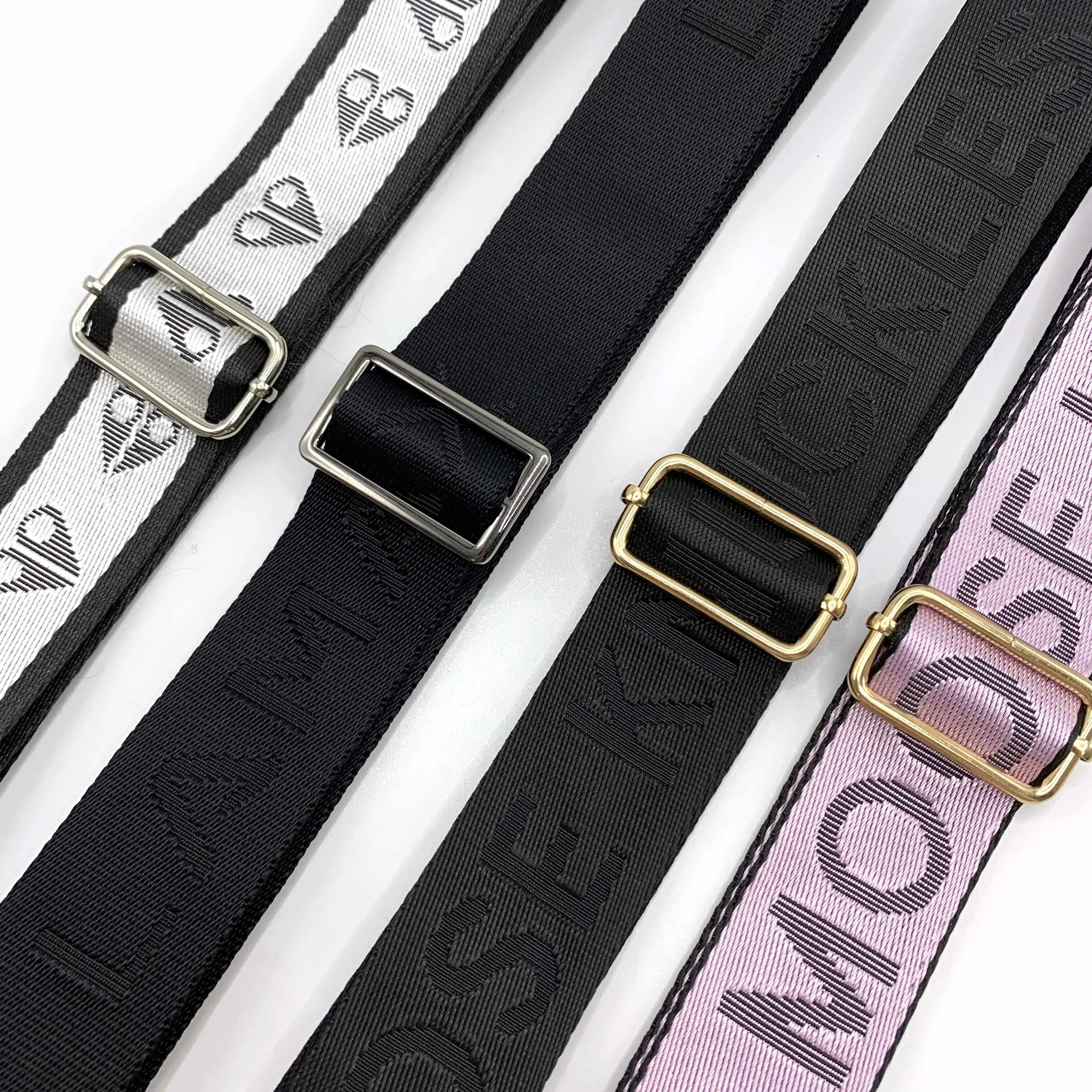 Custom Fashionable Adjustable Shoulder Harness 3.8 CM Crossbody Backpack Straps Lettered Jacquard Pattern Shoulder Straps