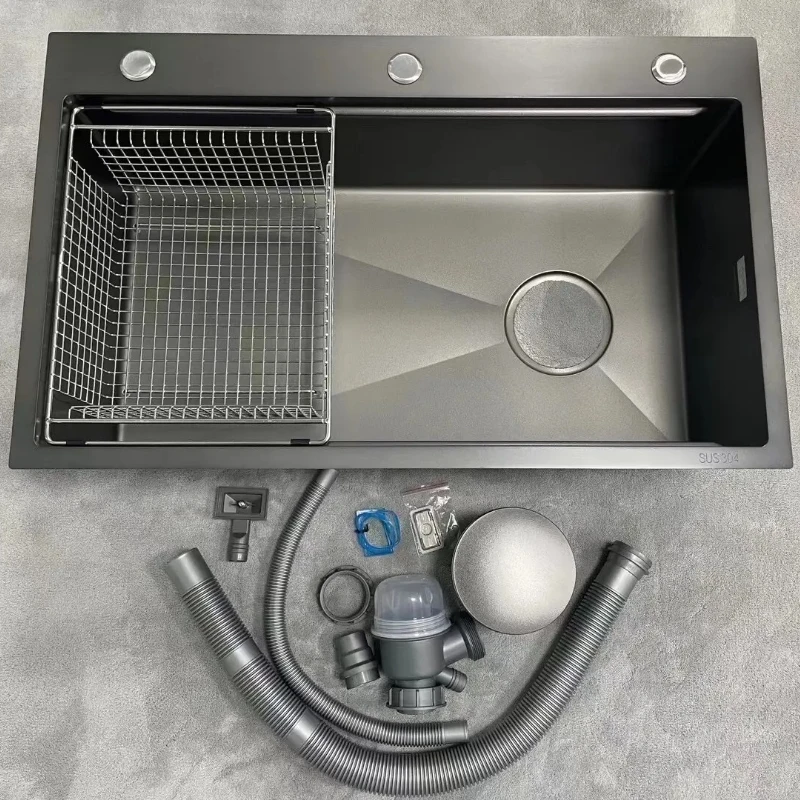 2024 новая кухонная раковина из нержавеющей стали ручной работы утолщенный 304 Материал нано черный
