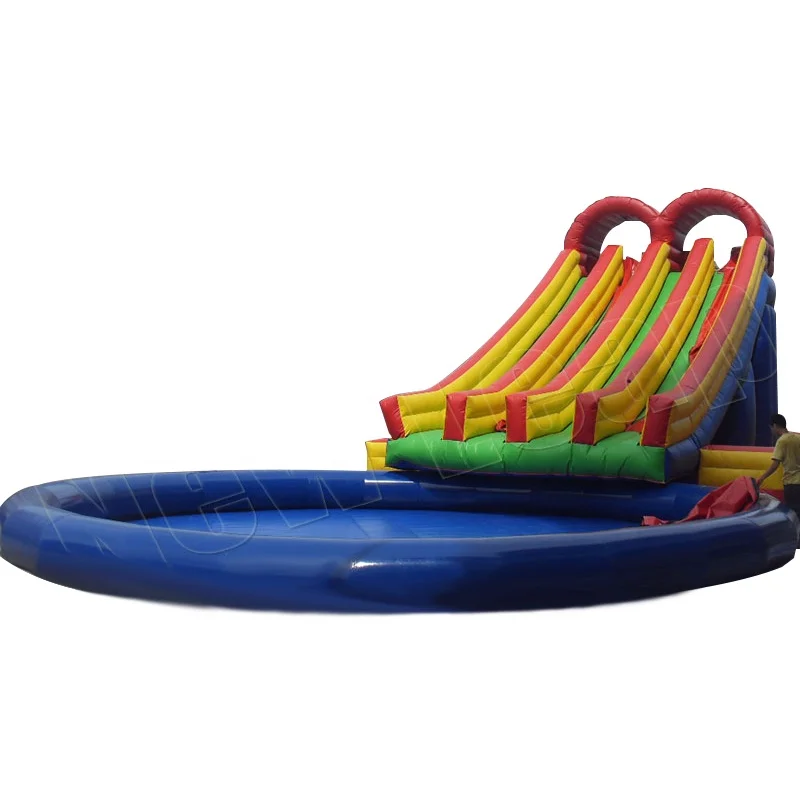 Commercial 40ft Tall Large PVC Inflatable Water Slide with Pool Custom Size for Kids Outdoor/ Swimming Pool Entertainment