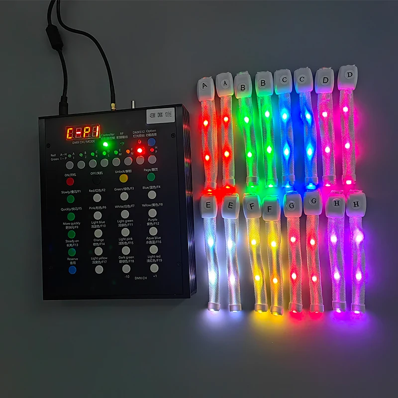 Remote controlled light up nylon webbing wristband programmed radio control luminous led bracelet