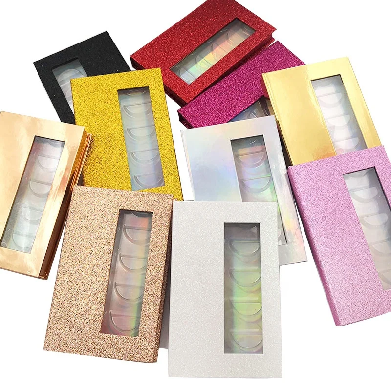 
Wholesale 3D False Mink Eyelash Packaging Empty 5 Pairs Small Glitter Lash Book Boxes 