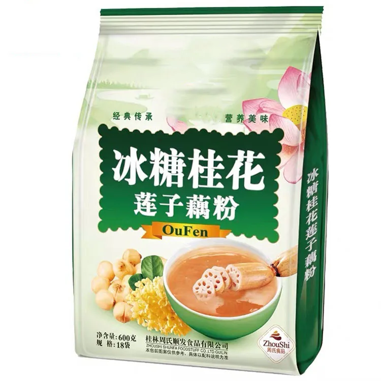 Eight Side Seal Stand-Up Pouches 600G Mylar Food Grade Zip Lock Packing Bags for Lotus Root Flour and Rice