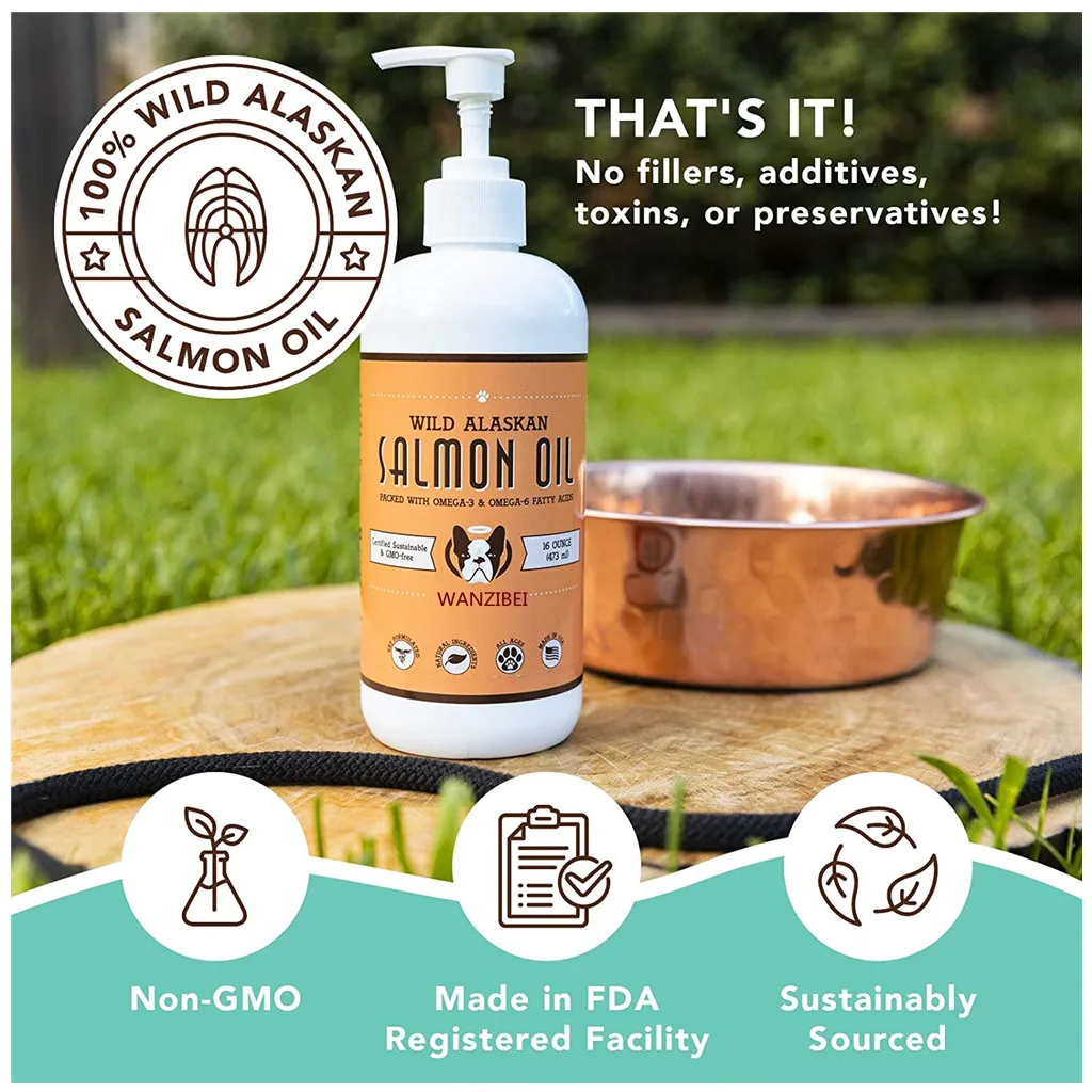 Wild Alaskan Salmon Oil and Omega 3 for dog  support Heart Health, Joint Function, and Skin & Coat