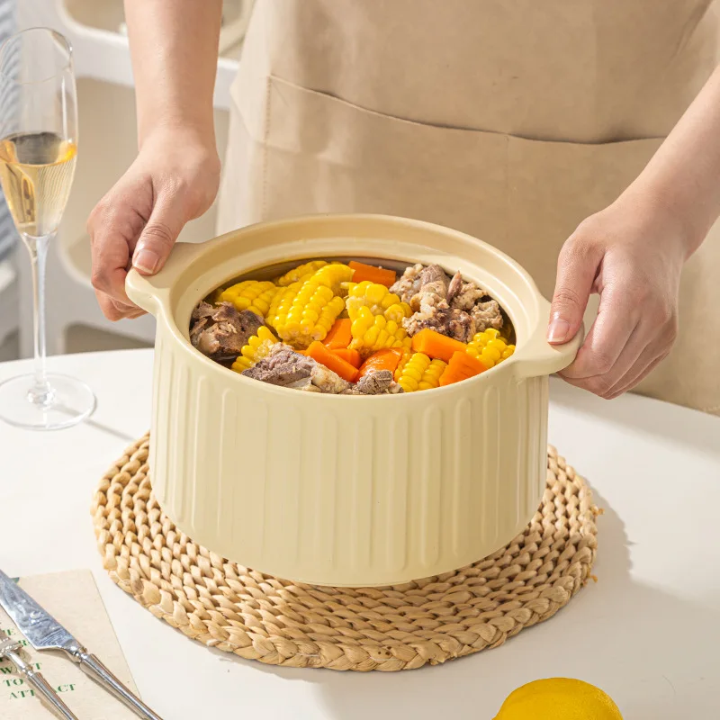 Hot Sale  Wholesale  White Ceramic Soup Pot Colorful Private Cookware Soup Pot and Bowl Set