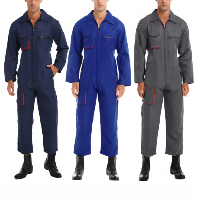 OEM ODM polyester/cotton twill coverall working uniform sixes pockets     workwear