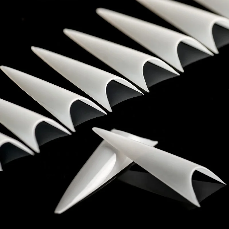 9 Sizes Acrylic Stiletto Pointed False Nail Art Tips for Professional Nail Salon Extension