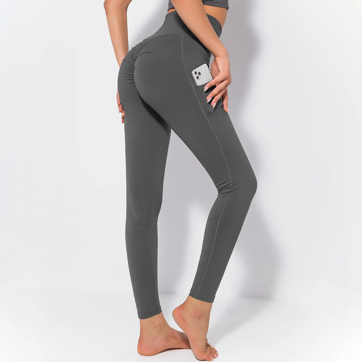 New Arrival Fitness High Waist Leggings With Pockets Nude Yoga Pants Women Gym Wear
