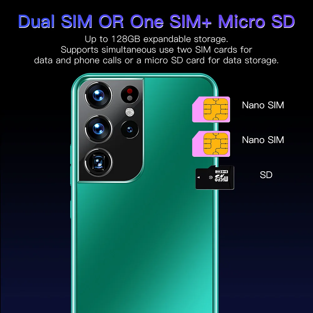 Лидер продаж 6 ГБ + 128 Гб S21 Ультра многофункциональные полноэкранные мобильные телефоны 5g мини мобильный телефон оригинальный