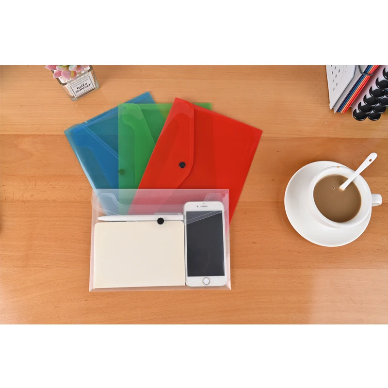 School supplies filing products A5 plastic wallets clear document bag folder with snap button mini clear plastic file folder